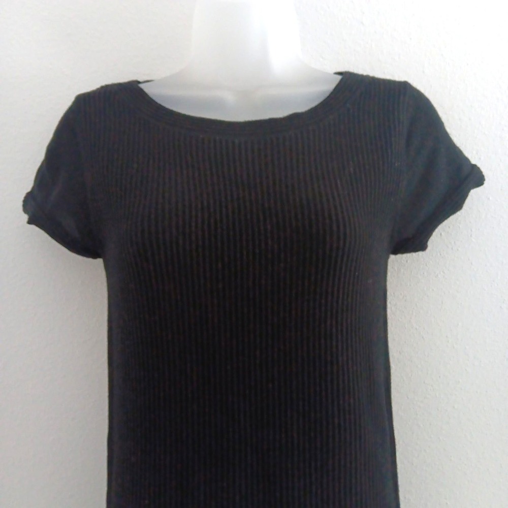 Max Studio SMALL Knit Sweater Dress Cotton Midi Black Fit Flare‎ Office Siren - Picture 4 of 12